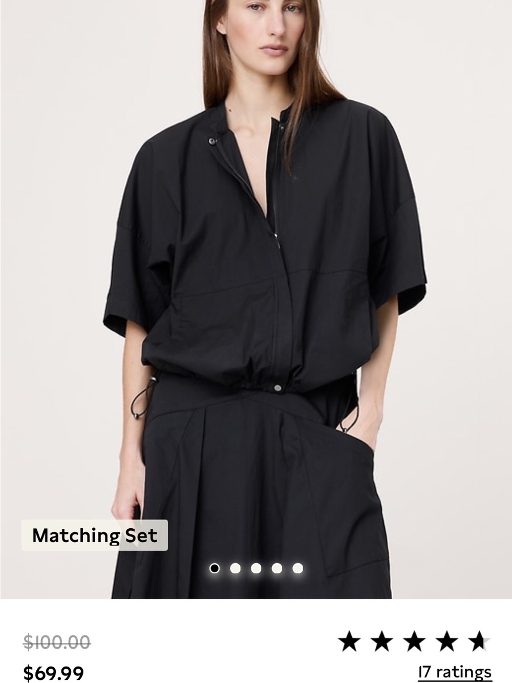 Women’s Short Sleeve Drawstring Jacket Top in Black - Picture 5 of 8